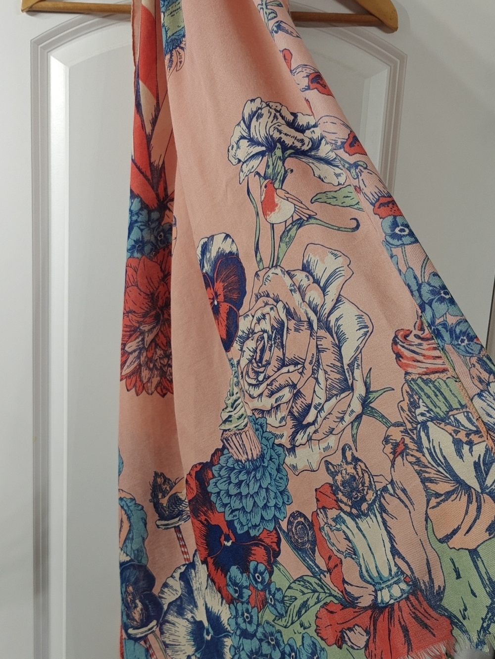 Floral Print Peach Scarf
